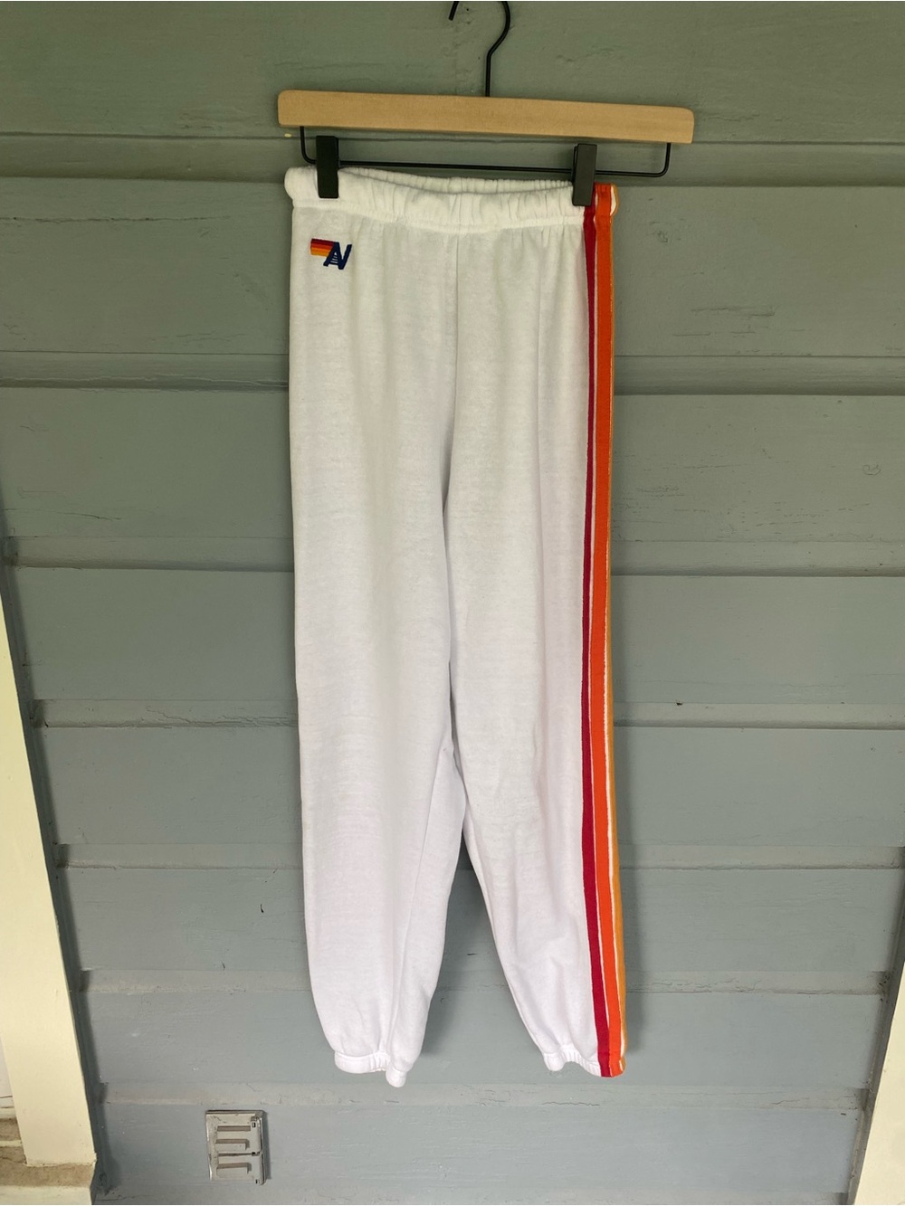 Aviator Nation White 6 Stripe Joggers XS